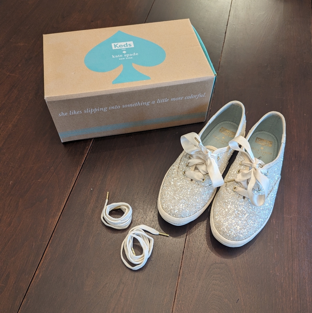 Kate Spade Glitter Keds Cream Size 5 Women's